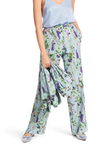 מכנסיים מחוייטים בהדפס פרחי לבנדר דגם WASHINGTON עם מותן אלסטי רגל רחבה