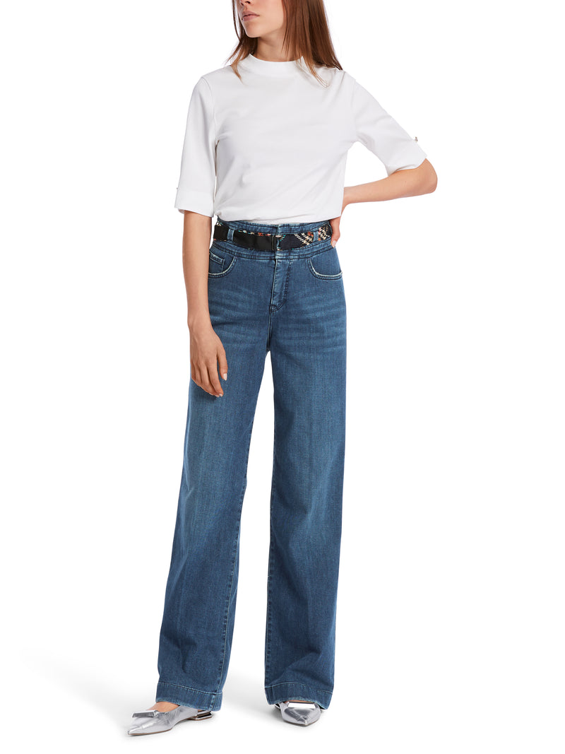 ג'ינס כחול משופשף "RETHINK TOGETHER" דגם WIGAN רגל רחבה