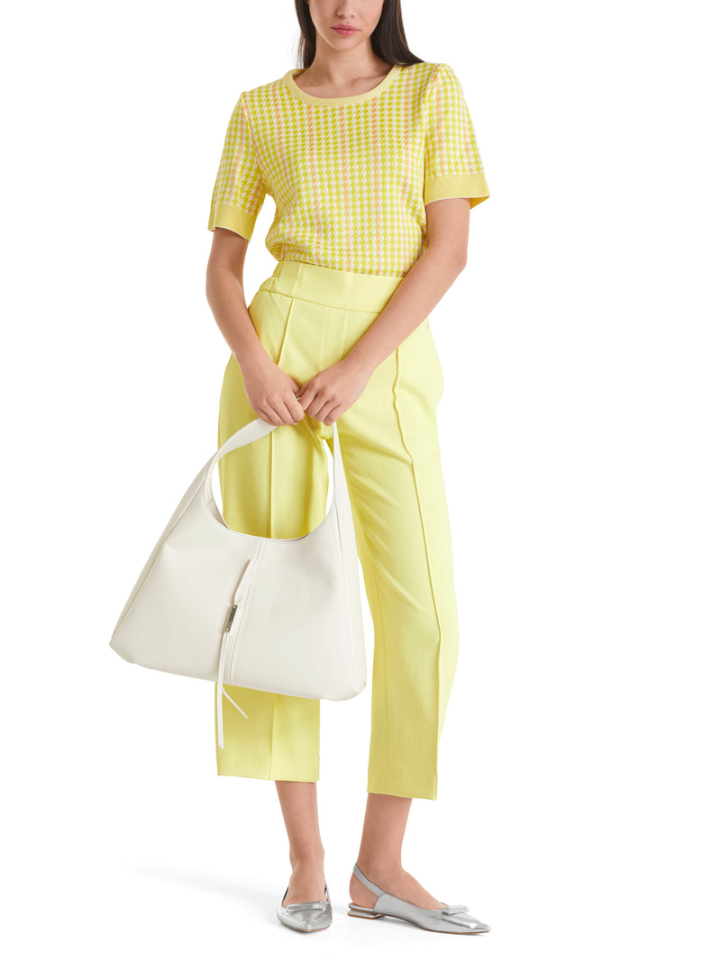 מכנסי לאונג' 7/8 דגם WASHINGTON רגל חברה בצבע צהוב פסטל עם גומי במותן