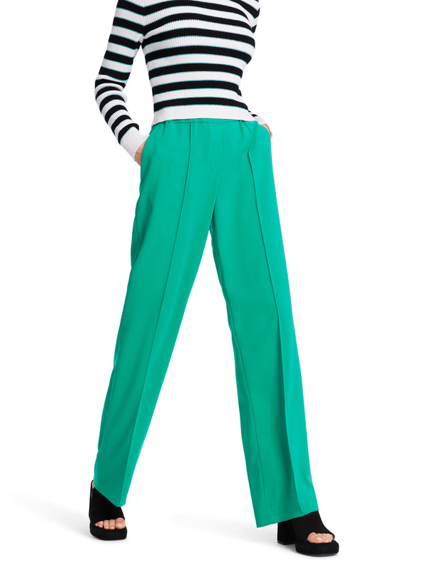 מכנסיים מחוייטים דגם WASHINGTON עם גומי במותן רגל ישרה צבע אמרלד