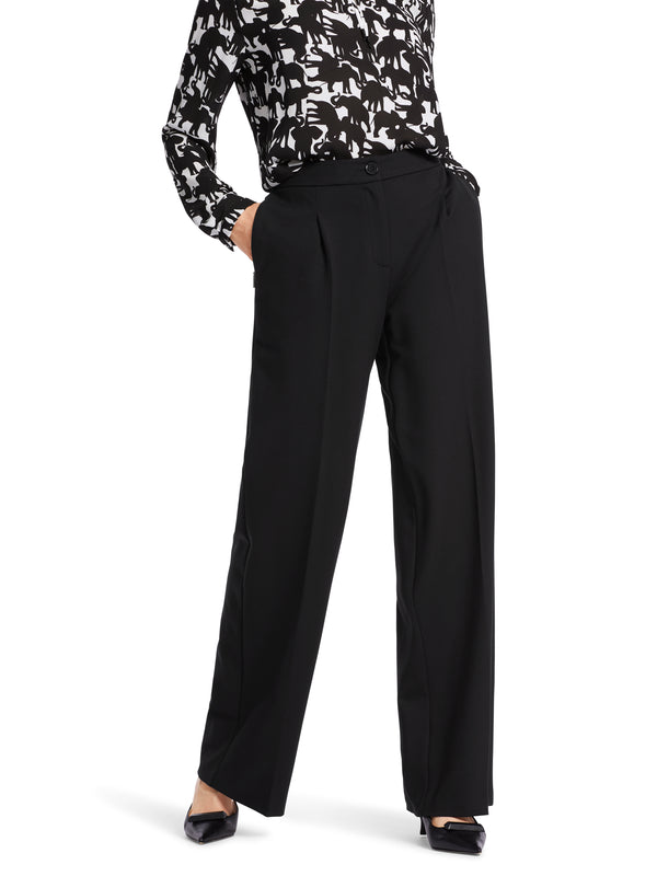 מכנסיים מחוייטים שחורים דגם WICHITA בגזרה רחבה רגל ישרה משילוב ויסקוזה כיסים עם רוכסן