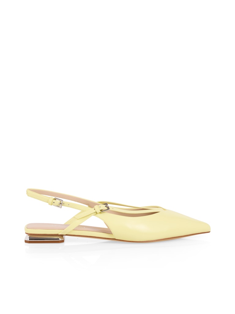 נעלי בלרינה שטוחות עשויות עור, עם רצועות מתכווננות, חרטום מחודד, ועקב מרובע אלגנטי.הרכב: 100% עור