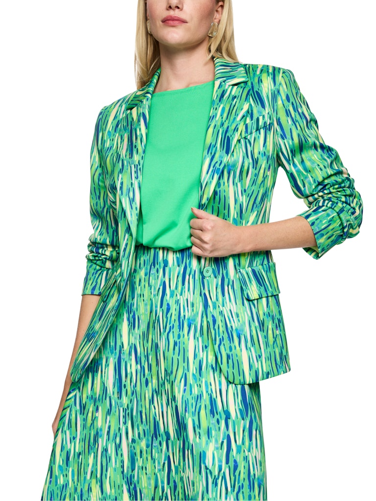 בלייזר בגזרה קלאסית וצמודה לגוף, עשוי בד ג'רזי סקובה נוח וגמיש. עם בטנה קלה, שני כיסים חזיתיים, צווארון דש, וסגירה באמצעות 2 כפתורים.הרכב: 47% פוליאסטר, 47% ויסקוזה, 6% אלסטןהדוגמנית בגובה 1.79 ולובשת מידה 3 של מארק קיין