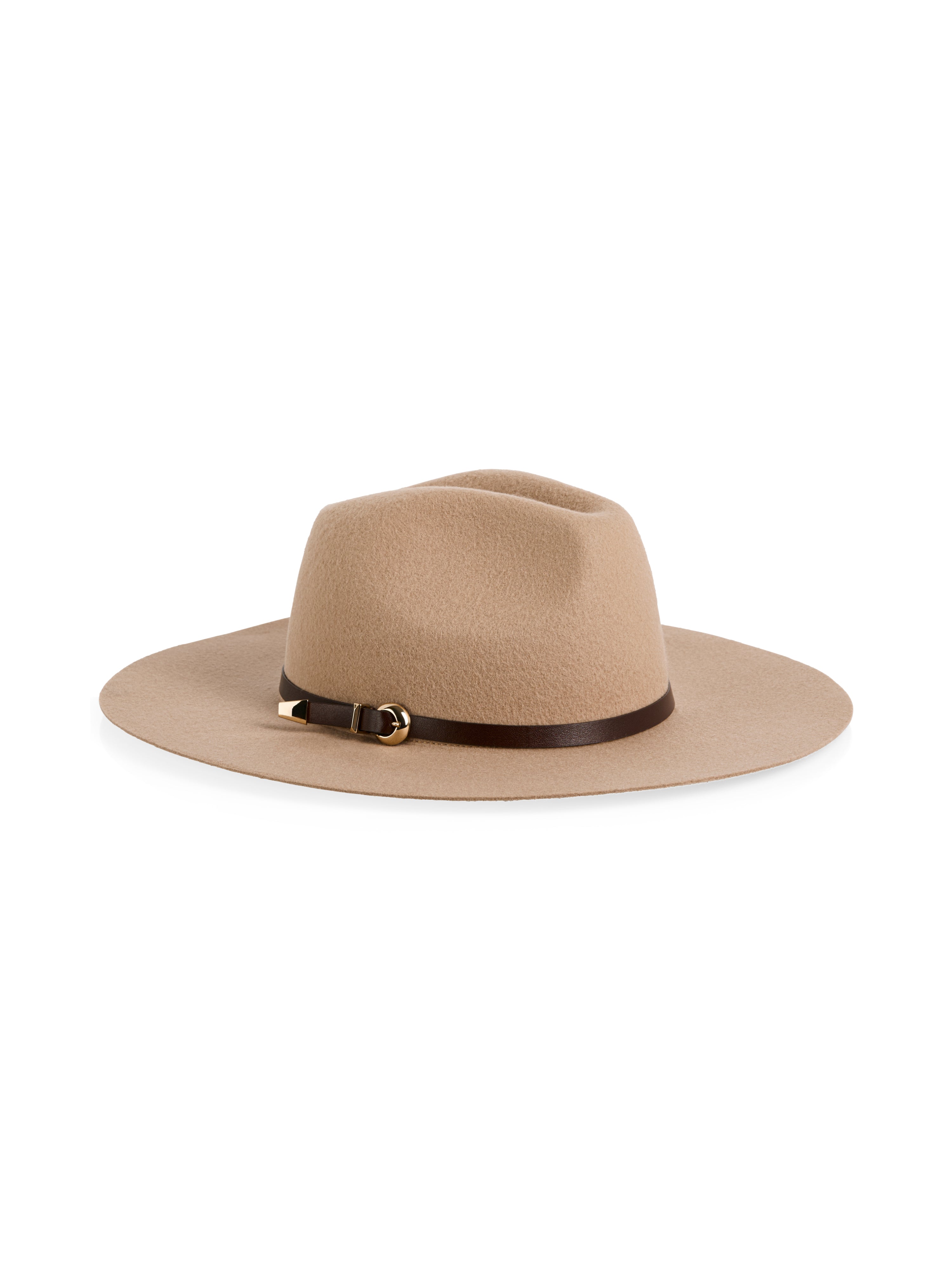 כובע פדורה עשוי צמר רך, מעוטר ברצועת עור ואבזם מתכתי מוזהבהרכב: 100% צמר 