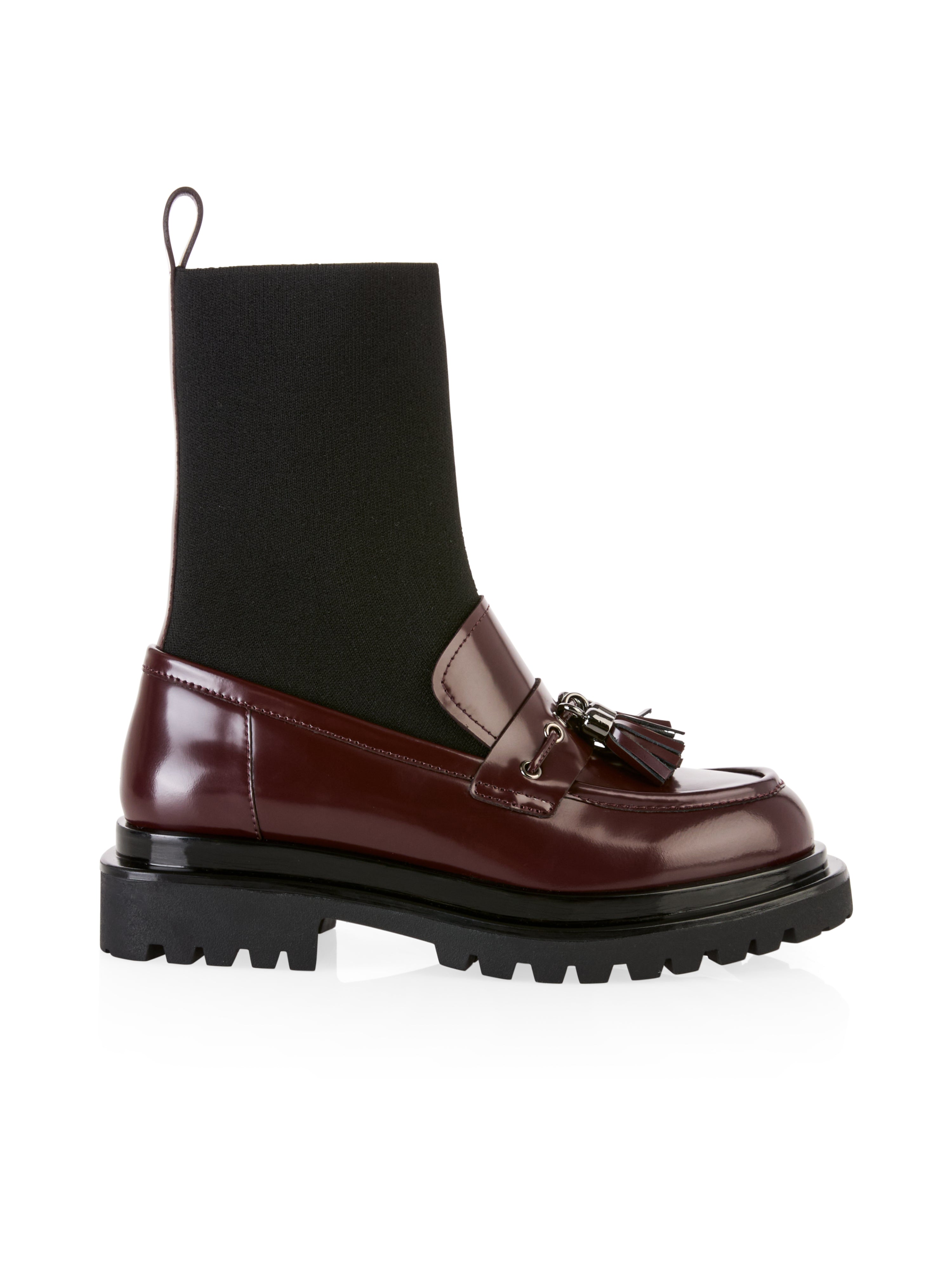 נעלי מוקסין עם חלק עליון סרוגהרכב: 55% עור, 45% פוליאסטרגובה העקב: 30 מ"מ