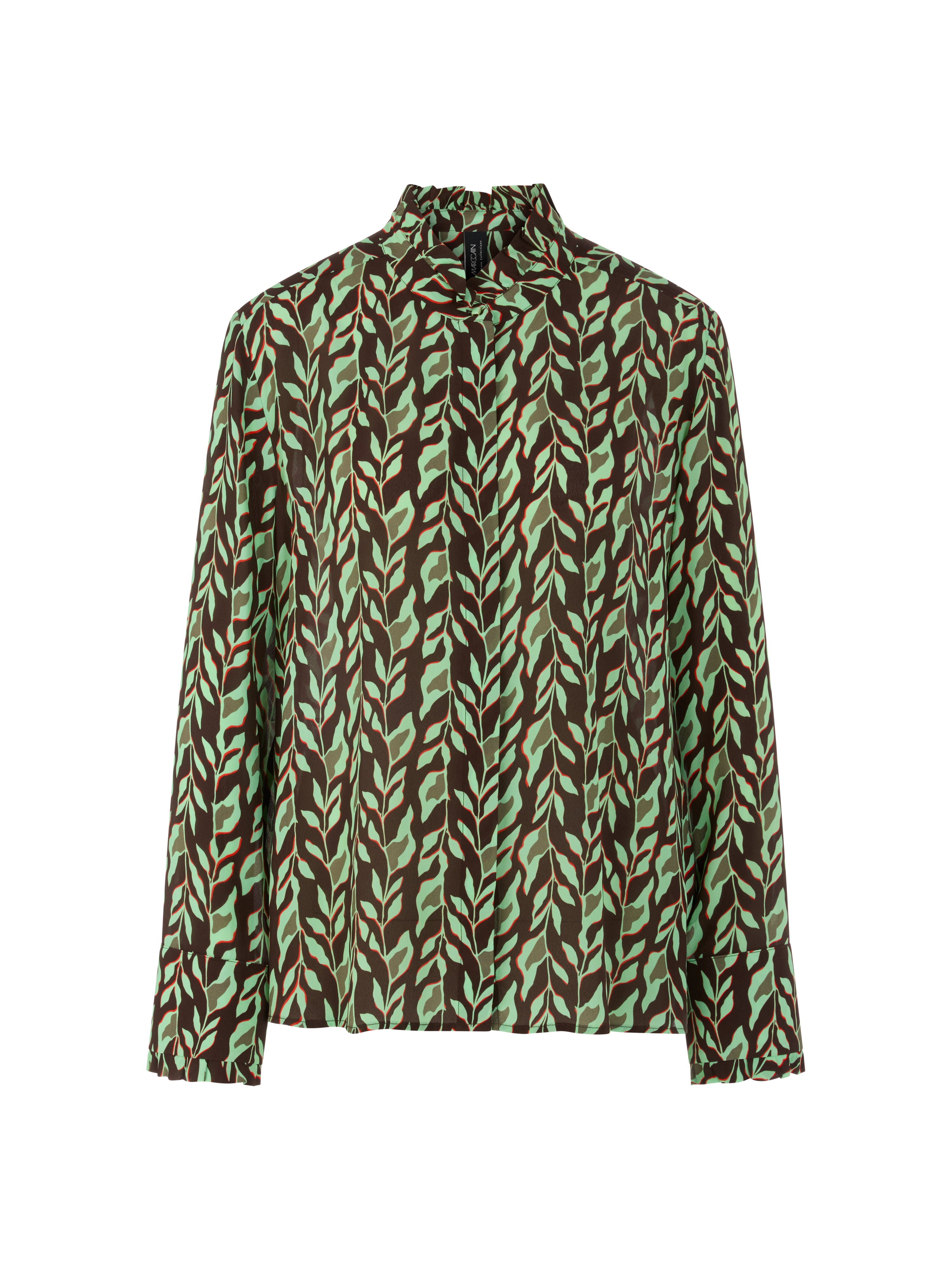 חולצת בלוזון בגזרה רפויה עם צווארון עומד ושרוולים עם סיומת מתרחבתהרכב: 100% ויסקוזההדוגמנית בגובה 1.79 ולובשת מידה 3 של מארק קיין