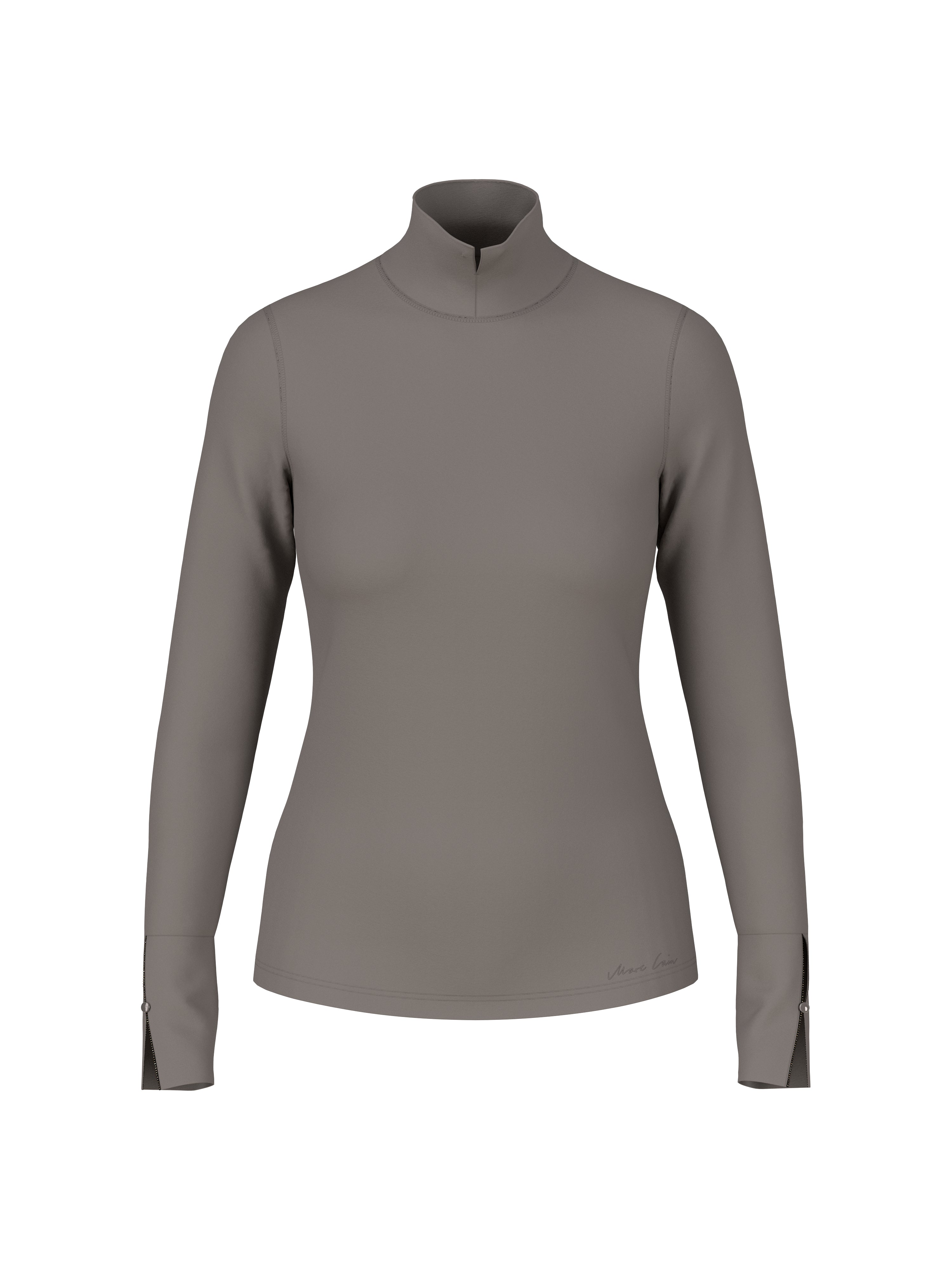 חולצת שרוול ארוך בגזרה צמודה, עם צווארון עומד ופתח קטן בחזיתהשרוולים מסתיימים בגימור רחב עם פתח צדדי וכפתור דקורטיביהרכב בד: 94% כותנה, 6% אלסטןהדוגמנית בגובה 1.79 ולובשת מידה 3 של מארק קיין