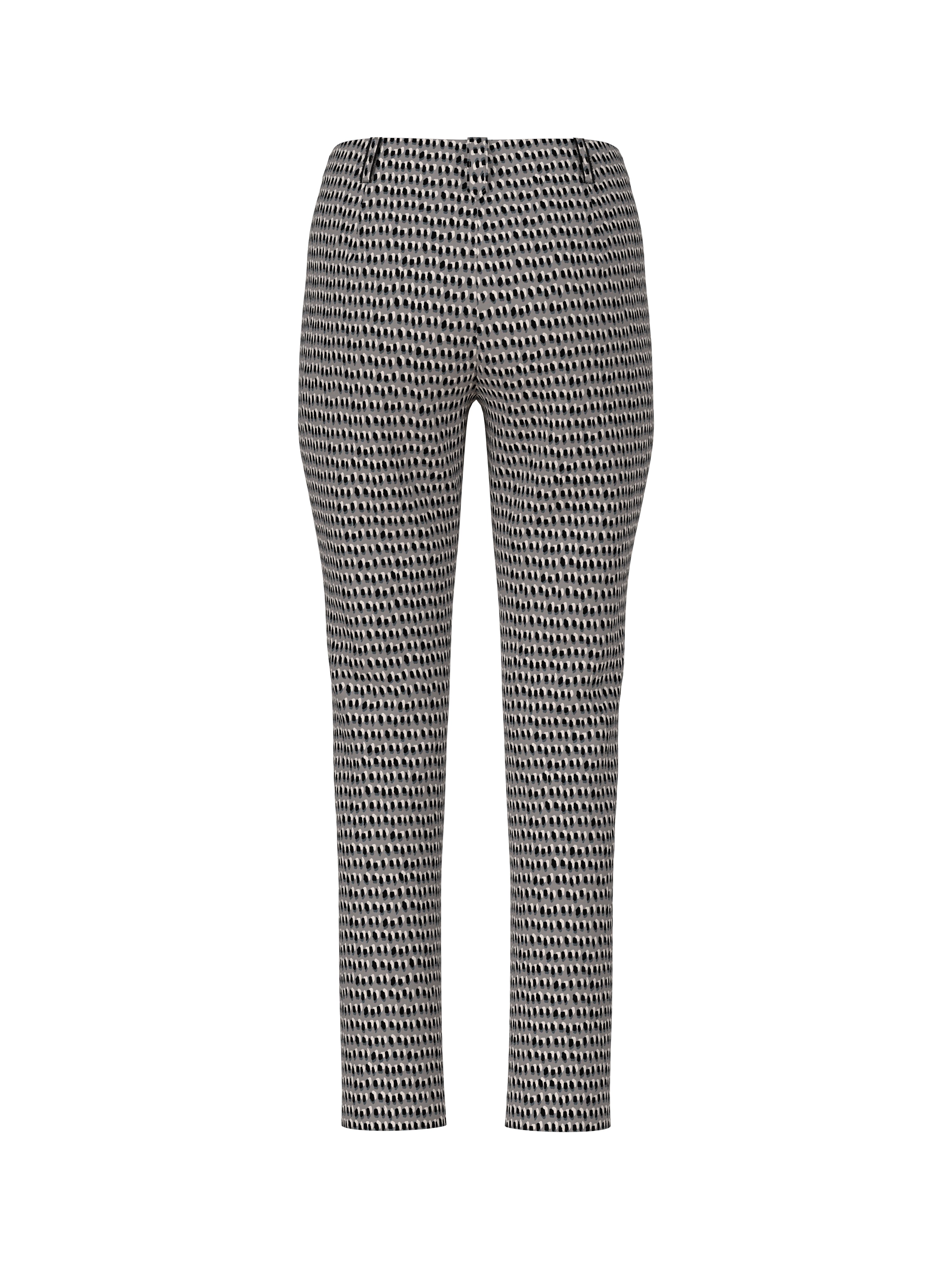 מכנסיים צמודים בגזרת סקיני באורך 7/8 אלסטיים, סגירה עם כפתור ורוכסן, לולאות לחגורה והדפס נקודותהרכב בד: 87% פוליאסטר, 13% אלסטןהדוגמנית בגובה 1.79 ולובשת מידה 3 של מארק קיין