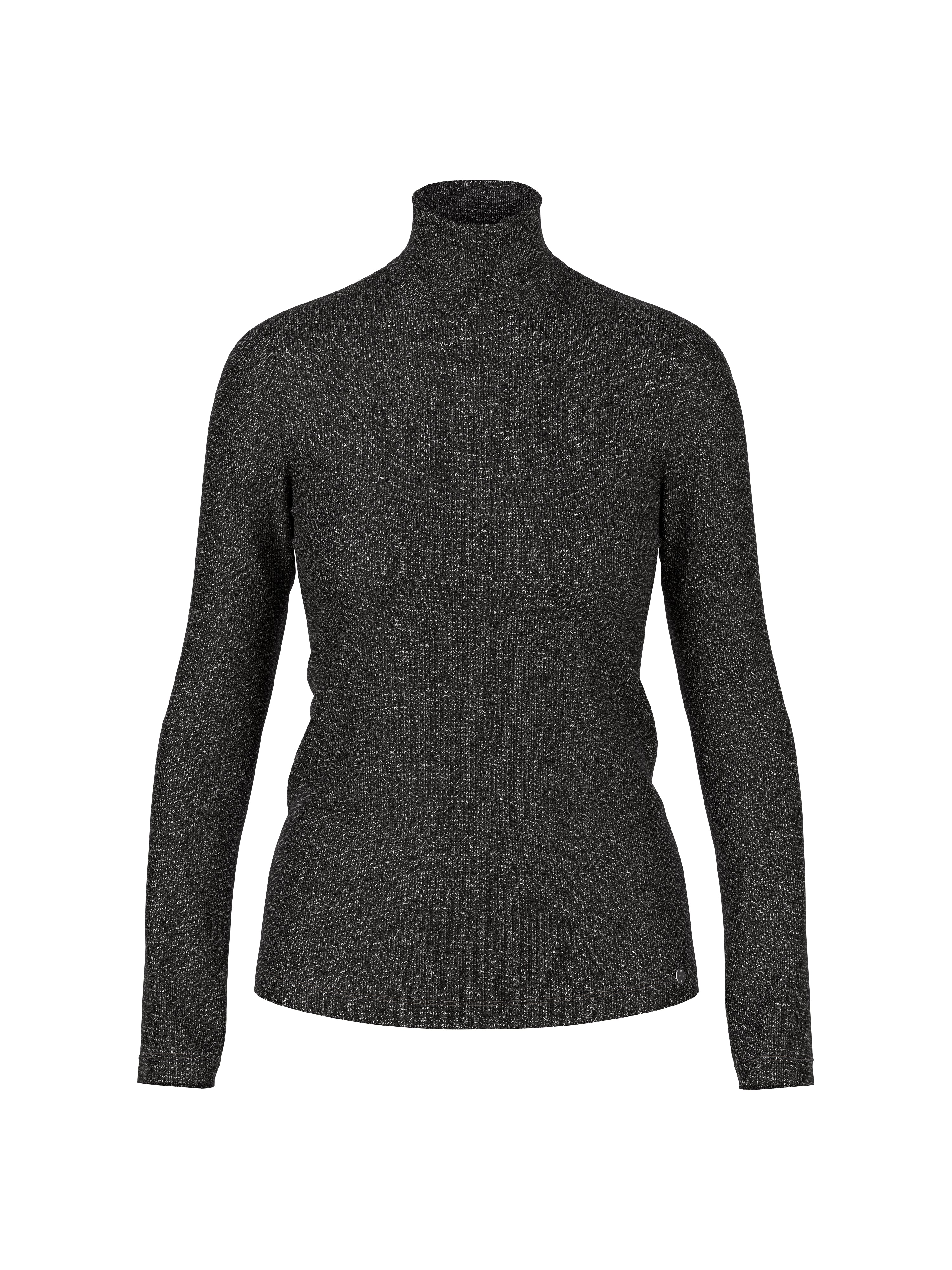 חולצת שרוול ארוך דקה בגזרה צמודה, עם צווארון גולף ונצנוץ עדין של לורקסלמראה אלגנטי שמתאים גם לערב וגם ליומיום.הרכב בד: 66% פוליאסטר, 17% סיב מתכתי, 15% פוליאמיד, 2% אלסטןהדוגמנית בגובה 1.79 ולובשת מידה 3 של מארק קיין