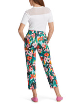מכנסיים בשילוב כותנה מראה מחוייט הדפס פרחים צבעוני רגל צרה אורך עצם