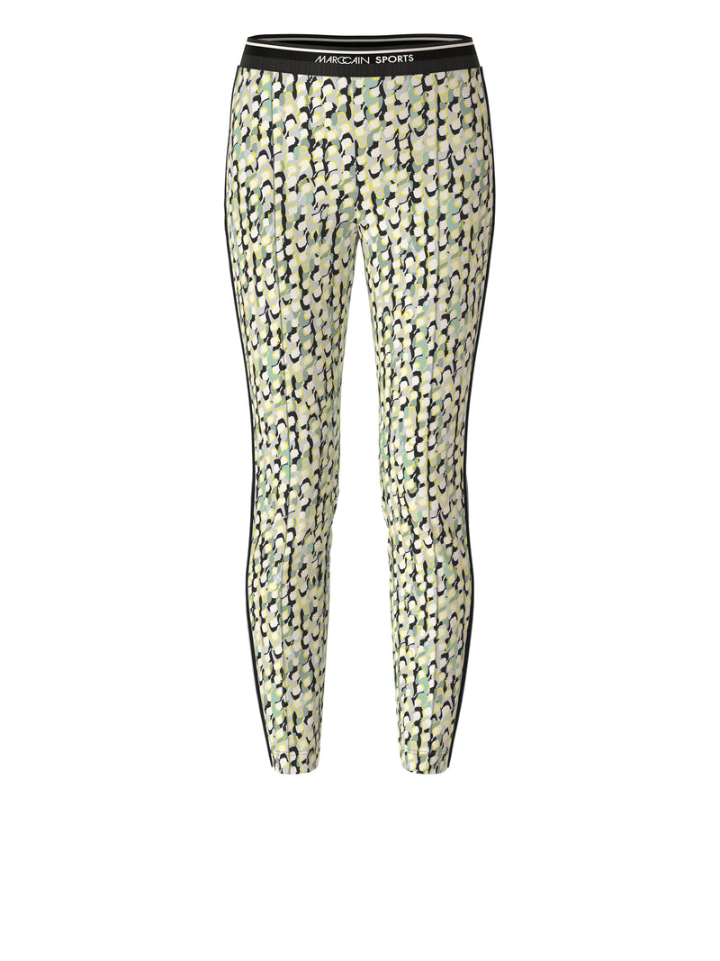 מכנסי סקובה סלים פיט דגם SOFIA בפרינט אבסטרקטי מגווני פסטל גומי במותן