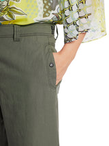 מכנסי כותנה בשילוב פשתן דגם WUKARI בצבע אפור כהה רגל ישרה אורך עצם
