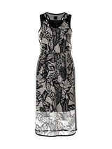 שמלת סלים פיט ספורטיבית ללא שרוולים כיווץ במותן בתוספת רשת עם הדפס שחור לבן