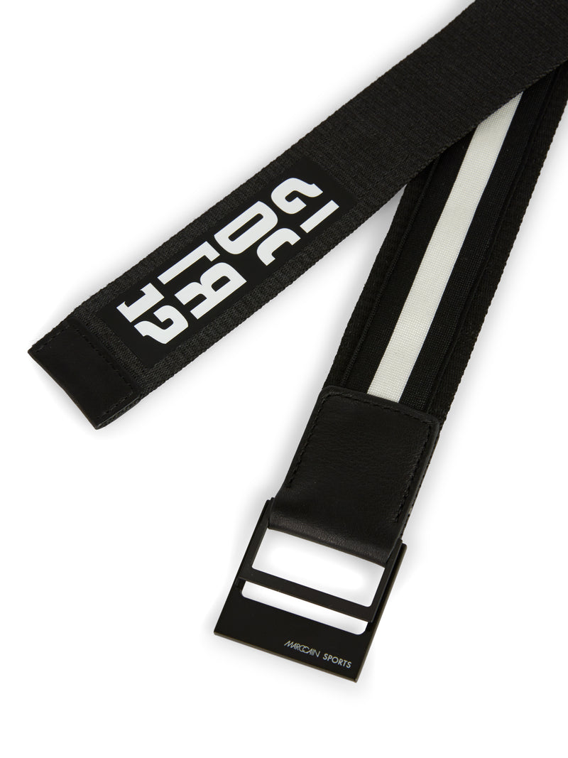 חגורת קנבס ספורטיבית בשחור עם פס לבן