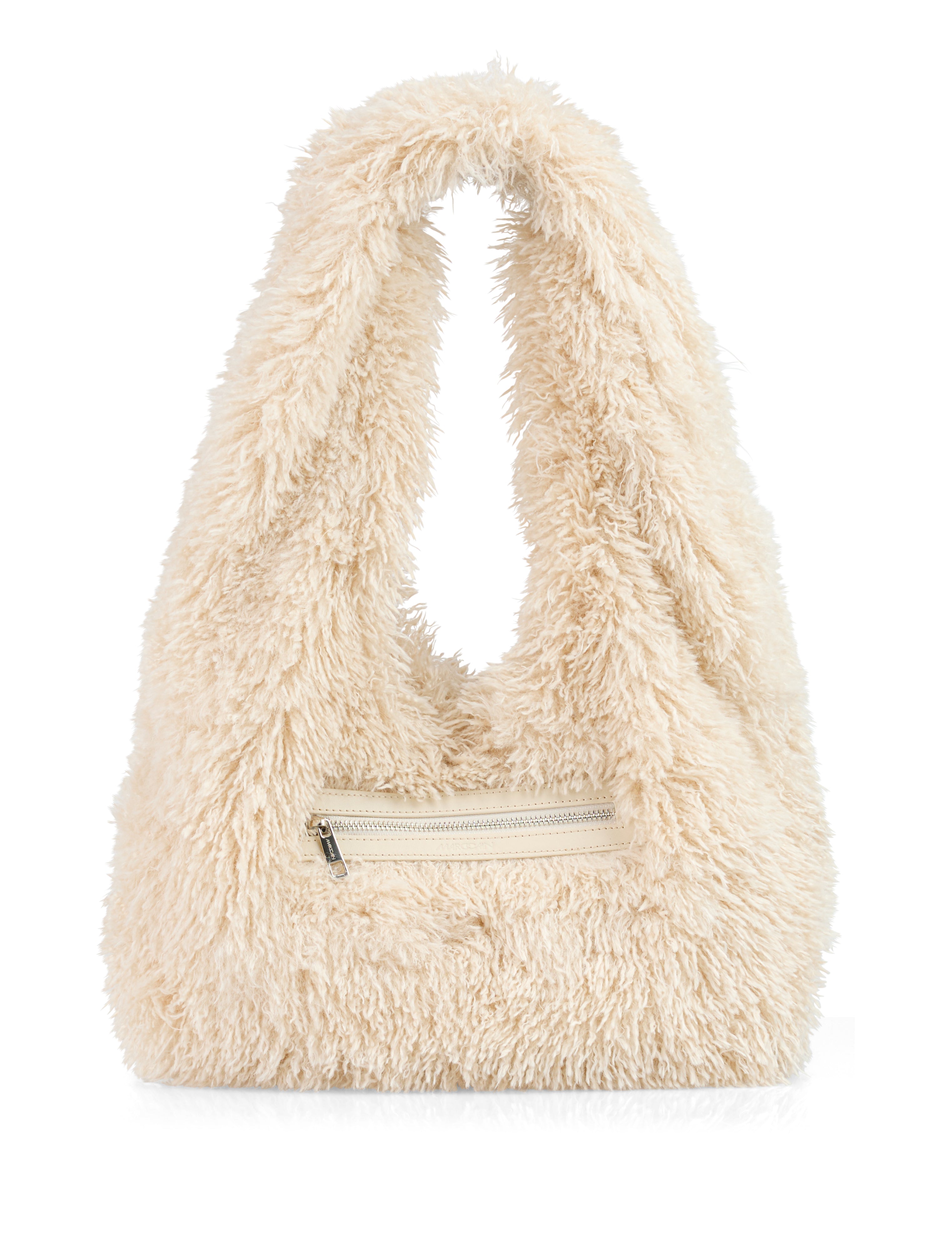 תיק כתף נעים דמוי פרווה בגוון בז'כולל רצועות ארוכות וסגירת רוכסןהרכב בד: 100% פוליאסטרמידות: 35*10*40 ס"מ