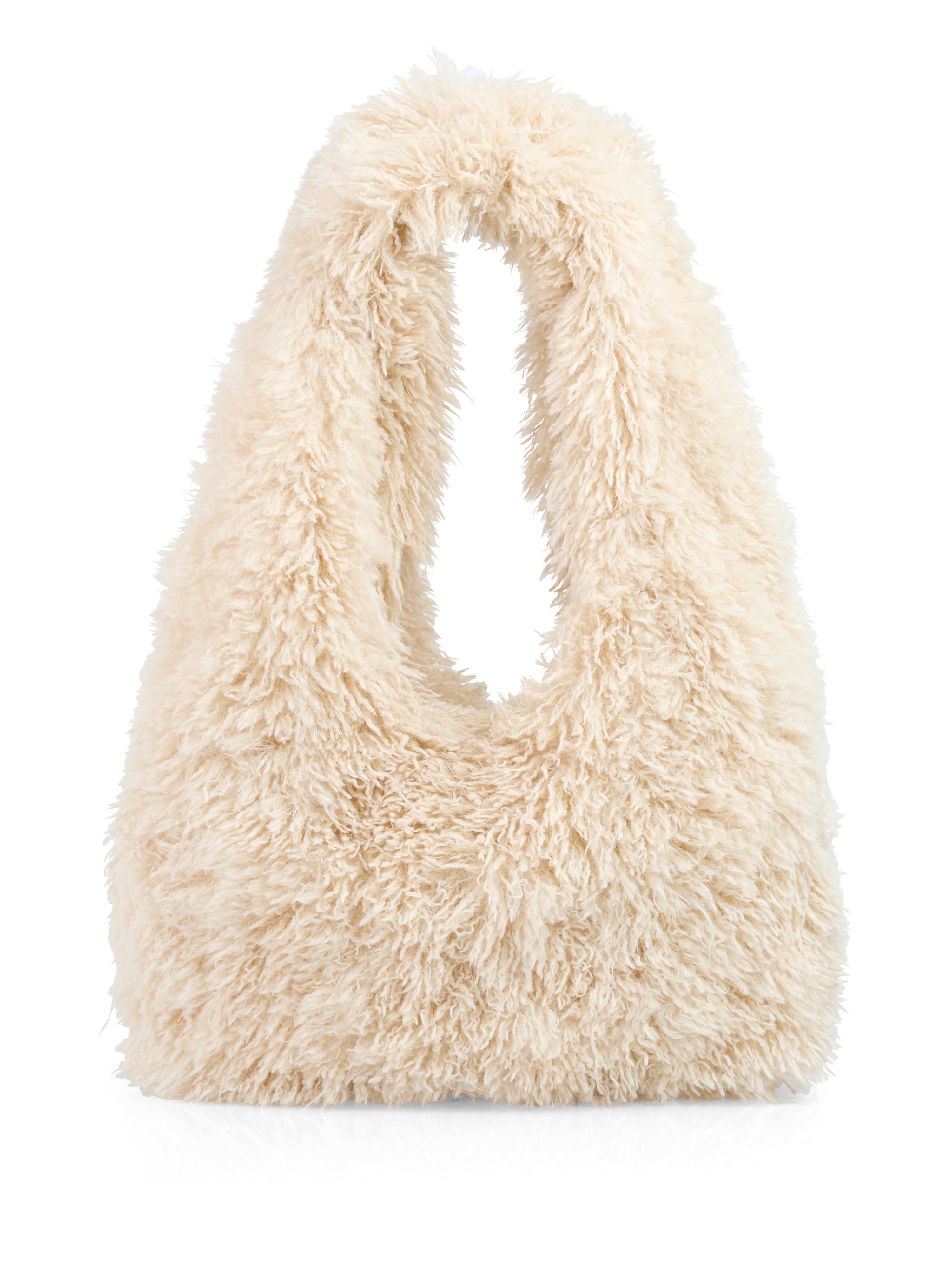 תיק כתף נעים דמוי פרווה בגוון בז'כולל רצועות ארוכות וסגירת רוכסןהרכב בד: 100% פוליאסטרמידות: 35*10*40 ס"מ