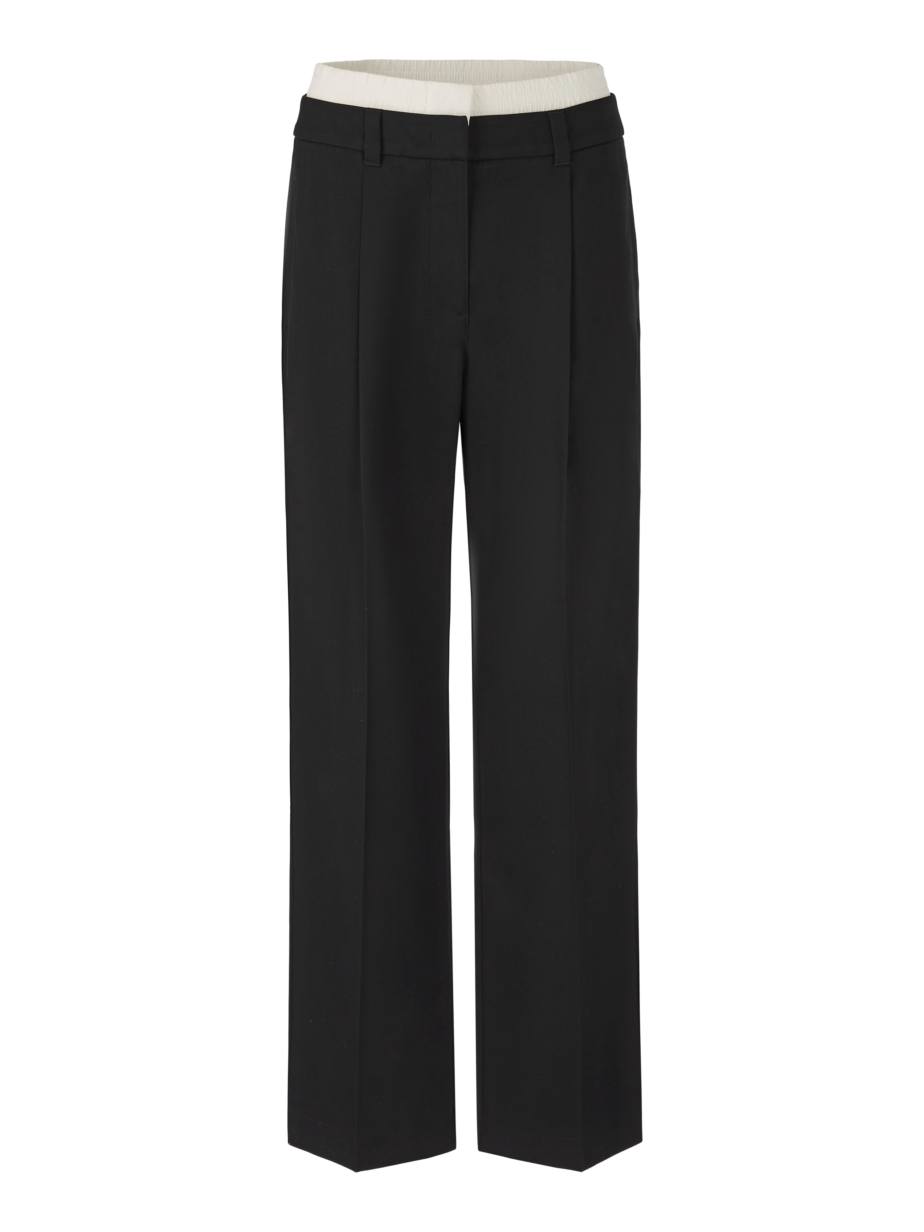 מכנסיים בגזרה מחויטת עם מותן כפול.הרכב: 64% פוליאסטר, 34% ויסקוזה, 2% אלסטןהדוגמנית בגובה 1.79 ולובשת מידה 3 של מארק קיין