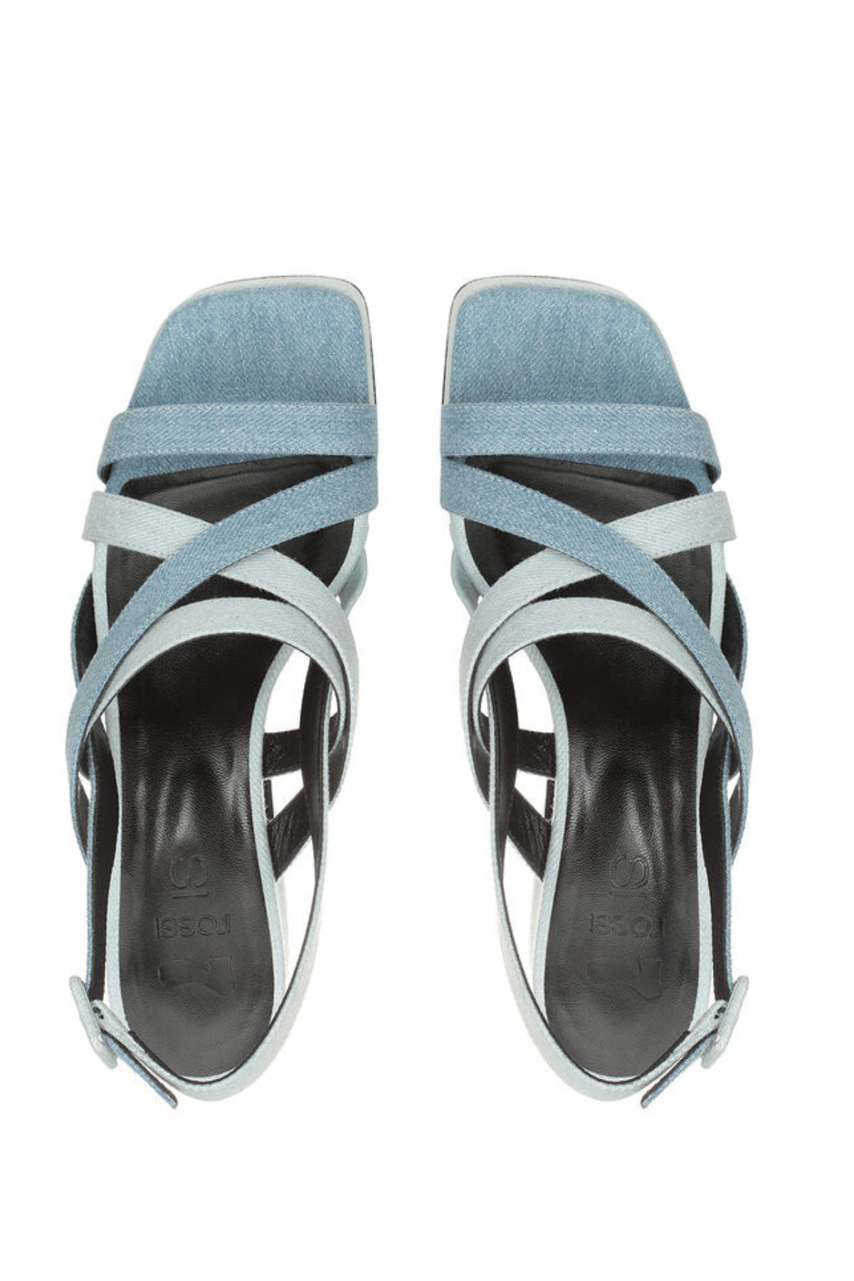 סנדלי עקב עם רצועות במראה דניםהרכב: 100% עורגובה עקב קדמי: 4.5 ס"מ