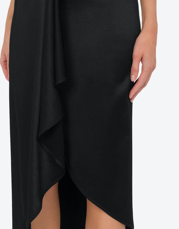 חצאית סאטן א-סימטרית בשילוב ויסקוזה אלמנט וולן עם מפתח