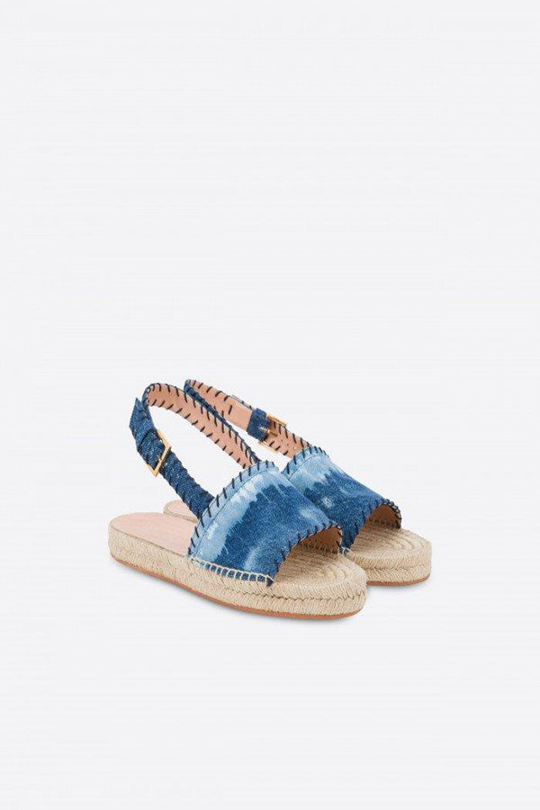 נעלי אספדריל עם הדפס טאי דאי, רצועת קשירה בחלק האחוריהרכב: 100% כותנה; סוליה: 100% קש