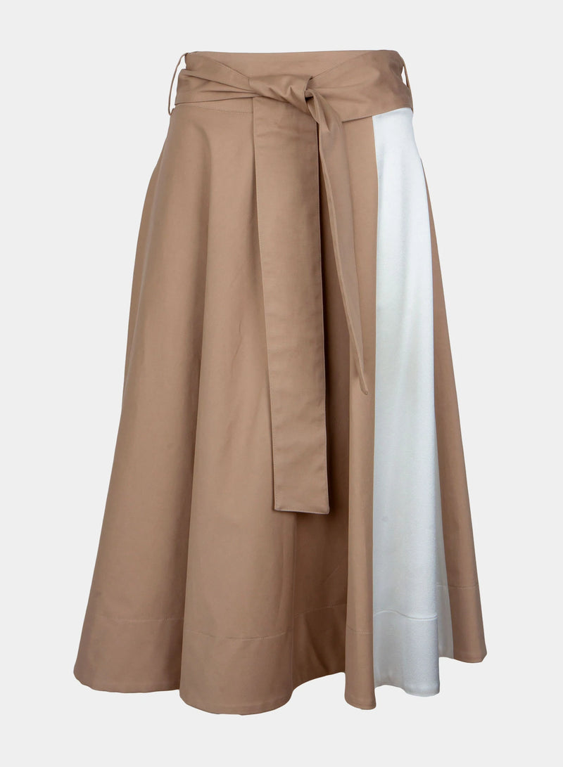חצאית כותנה באורך מידי עם חגורה למותן
