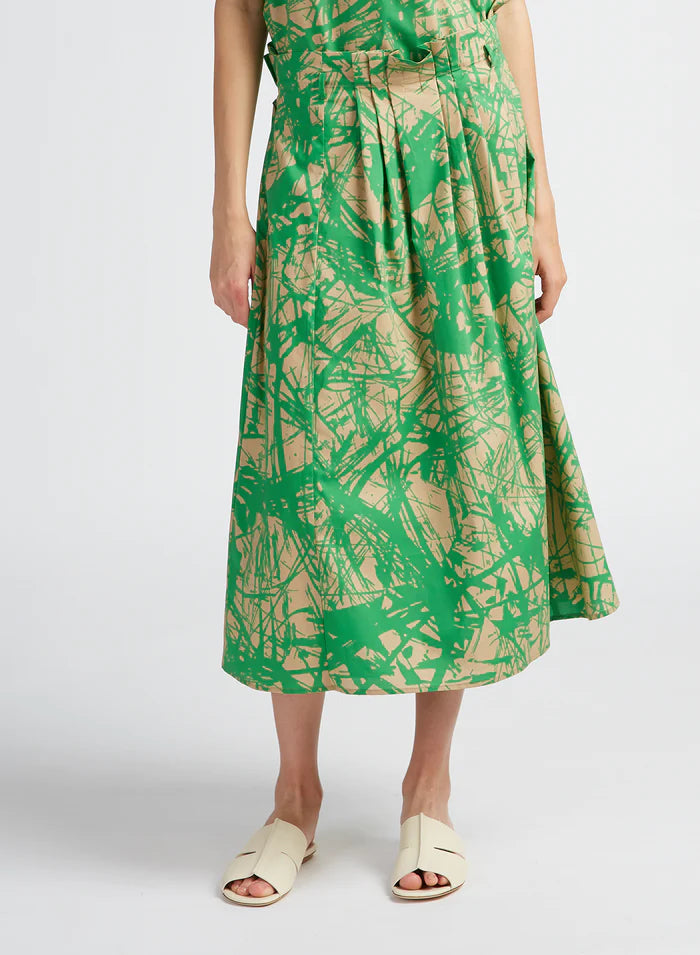 חצאית מידי עם פליסה במותןהרכב: 98% כותנה, 2% אלסטןהדוגמנית בגובה 1.75 ולובשת מידה 40 איטלקית