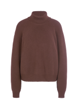 סוודר גולף 100% צמר בצבע חום מראה אוברסייז