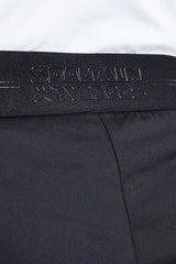מכנסי כותנה שחורים במראה מחוייט אורך 7/8 רגל ישרה גומי מאחור
